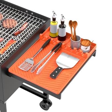Silicone Grill Mat Compatible with Blackstone, Silicone Griddle Tools Mat with Drip Pad, Spatula Mat for Outdoor Grill Kitchen Counter (Orange) - Image 1