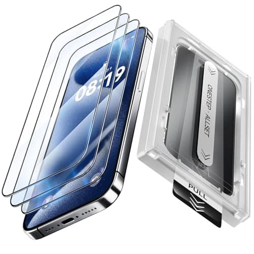 Fonowlo 3 Pack Screen Protector for iPhone17 Pro【6.3 inch】, iPhone 17pro Screen Protector with 1-Second Auto-Install,9H Hardness, Military-Grade Shatterproof, Full Coverage, HD Clear Glass film,Case Friendly - Image 1