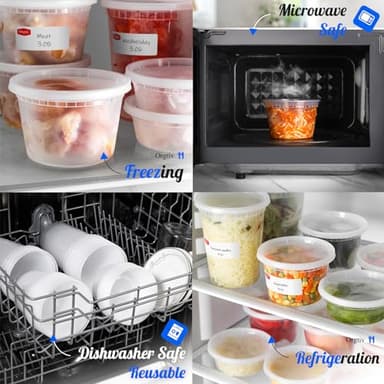 Orgtiv 32oz Deli Containers (24-Pack) - Leakproof Food Storage Containers with Lids, Microwave & Dishwasher Safe, BPA-Free Plastic Soup Containers for Meal Prep, Takeout, Restaurant Use - Image 3