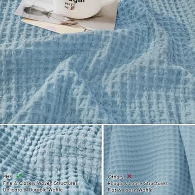 PHF 100% Cotton Waffle Weave Euro Shams 26" x 26", No Filling, 2 Pack Elegant Home Decorative Euro Throw Pillow Covers for Bed Couch Sofa, Dusty Blue - Image 4