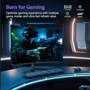 Z-Edge 27 inch Curved Gaming Monitor, FHD 1080P 200Hz 165Hz 144Hz Curved 1500R PC Monitor, MPRT 1ms Monitor, 350nits, 16.7M Colors, UG27 Frameless Bezel, 1X DP 1.4 Ports and 1X HDMI 2.1 Ports - Image 4