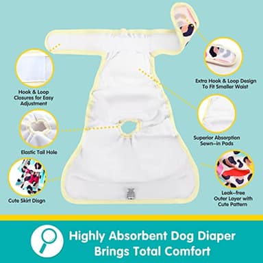 Washable Dog Diapers Female 3 Pack Reusable Premium Highly Absorbent Doggie Diapers, Flexible Puppy Diapers, Durable Leak-Proof Leopard Dog Diapers for Period Heat Incontinence Puppy Training, S - Image 3