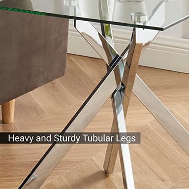 Modern Style Square Side Table with Tempered Glass Top and Metal Tubular Legs, Silver 20”Dx20”Wx22”H - Image 7