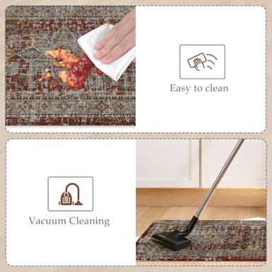 Sungea Vintage Red Kitchen Rugs Sets of 2, Anti Fatigue Kitchen Mats for Floor, Meomory Foam Kitchen Mat Non Slip Runner Carpet, Waterproof Standing Mat for Sink,Laundry,Office - Image 4