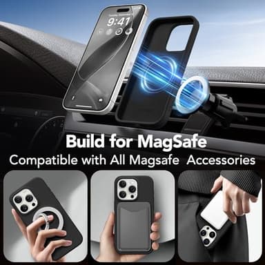 GONEZ Magnetic for iPhone 15 Pro Case, Compatible with MagSafe, [Screen Protector + Camera Lens Protector], Silicone Shockproof Anti-Scratch Protective Phone Case 6.1 inch, Black - Image 4