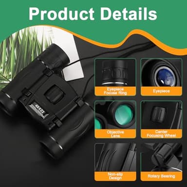 40x22 Small Compact Lightweight Binoculars for Adults Kids Bird Watching Traveling Sightseeing, Mini Pocket Folding Binoculars for Concert Theater Opera - Image 4