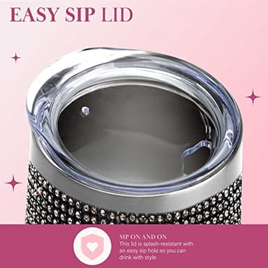 Paris Hilton Diamond Bling Wine Tumbler, Vacuum Insulated Stainless Steel with Easy Sip Lid, Bedazzled with Over 2500 Rhinestones, 12-Ounce, Black - Image 7