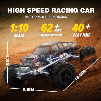 Hosim 1/10 RC Cars for Adults 62+KMH, Brushless Remote Control Car Fast, 2S Bettery RC Monster Trucks 4X4 Waterproof Off Road - Image 5