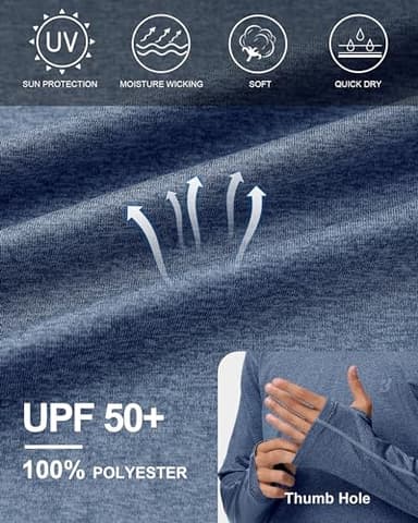 Roadbox UPF 50+ Fishing Shirts for Men Long Sleeve UV Sun Protection Hoodie Outdoor Hiking Shirts - Image 4