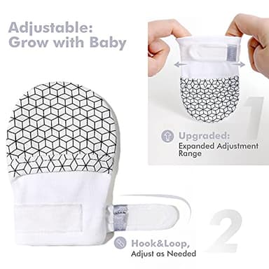 HAPIU Baby Mitten,3 Pack, Geometry&Grey Stripe&Emerald, 6-12 Months - Image 3