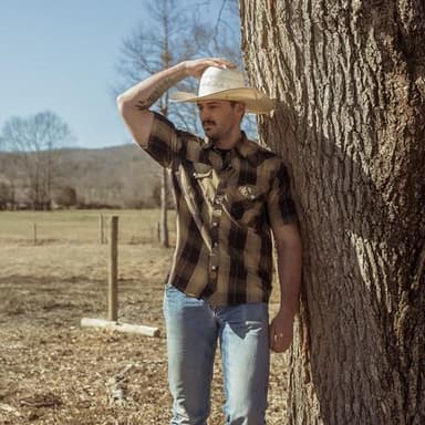 Dubinik® Western Shirts for Men Short Sleeve Plaid Pearl Snap Shirts for Men Button Up Shirt Cowboy Casual Work Shirt Brown Khaki - Image 5