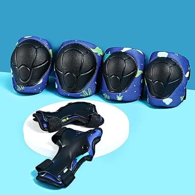 Kids Helmet with Knee Pads Elbow Pads and Wrist Guards,Child Protective Gear for Boys Girls Age 3-5-8 Years fit Roller Skates, Skateboarding, Scooter Bicycle Skate Scooter Skateboard (Blue) - Image 3