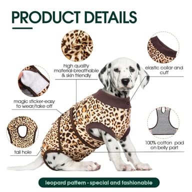 Kuoser Dog Recovery Suit Female, Soft Puppy Surgery Suit, Dog Recovery Suit After Surgery, Post-Op Onesie for Female & Male Dogs, Soft Protective Wear, BrownLeopard S - Image 3
