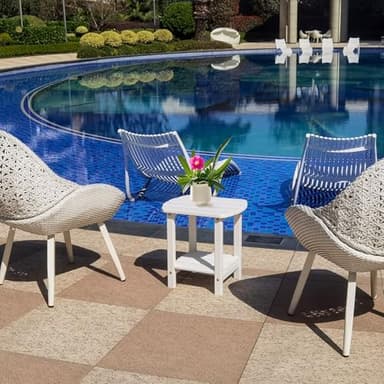 HZLBZYON BZY Adirondack Outdoor Side Table - 16.5" Square 2-Tier Patio Table with Weatherproof HDPE Material | All-Weather, Low Maintenance Furniture for Poolside, Porch, Deck - Image 2