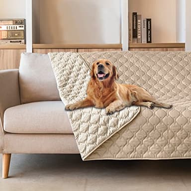gogobunny 100% Double-Sided Waterproof Dog Bed Cover Pet Blanket Sofa Couch Furniture Protector for Puppy Large Dog Cat, Reversible (82x120 Inch (Pack of 1), Dark Beige/Light Beige) - Image 1