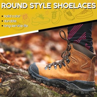 LUOFMISS Round Shoe Laces for Sneakers,2 Pairs Solid Color Shoelaces for Boots and Athletic Shoes - Image 3