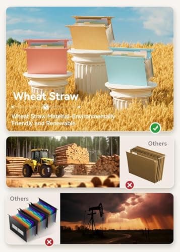 EcoStash Wheat Straw Expanding Hanging File Folders, File Organizer, 1.2" Accordion Pockets, Large Capacity, Letter Size for Filing Cabinet, 100% BPA Free, Return to Nature, Healthy Living-Pink - Image 6
