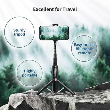 ATUMTEK Selfie Stick Tripod, 3-in-1 Extendable Aluminum Phone Tripod with Detachable Bluetooth Remote, Compatible with iPhone 17/16/15/14/13/12/11/11 Pro/XS Max/XR and Samsung Smartphones, Black - Image 8