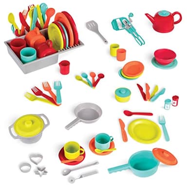 Battat – Toy Kitchen Set – 71 Pieces Pretend Cooking Accessories – 4 Table Settings & Cutlery – Dishwasher Safe & Worry – Free – 2+ Years – Deluxe Kitchen Playset - Image 1
