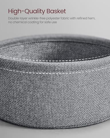 VASAGLE LILEA Collection - Side Table with Charging Station, Round End Table with Fabric Basket, Nightstand with USB Ports, for Living Room, Bedroom, Modern, Ebony Black and Slate Gray ULET228B01 - Image 7