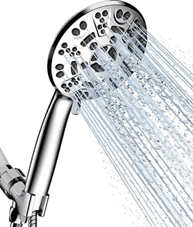 Cobbe High Pressure 8 Functions Shower Head with handheld - Powerful Detachable Shower Head Set for Low Water Pressure - Tool-less 1-Min Installation, Extra Long 60" Stainless Steel Hose (Chrome) - Image 1