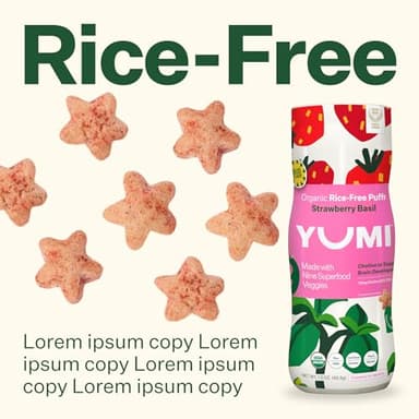 YUMI Rice-Free Baby Puffs - No Sugar Added, Gluten-Free, Non-GMO Organic Baby Snacks Puffs, School Safe for Daycare and Lunchboxes - Alternative to Baby Teething Snacks, Strawberry Basil (6ct.) - Image 7