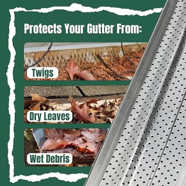A-M Gutter Guard - Heavy Duty Lifetime Quality Aluminum Leaf & Debris Protection for 5-inch and 6-inch (5 Inch-200 Feet, Mill Finish) - Made in The USA - Image 9