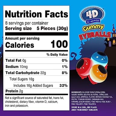 Amos Gummy Eyeball Halloween Candy Eye Candy Treats for Kids & Parties, 3D Gummy Eyeballs, Individually Wrapped,Sharing, 9oz Bag - Image 2