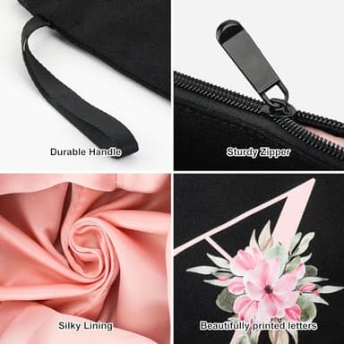 Vavabox A-Z Personalized Makeup Bag, Birthday Gifts for Women Mom, Gifts for Best Friend, Bride Bridesmaid Cosmetic bag (S, Black) - Image 4