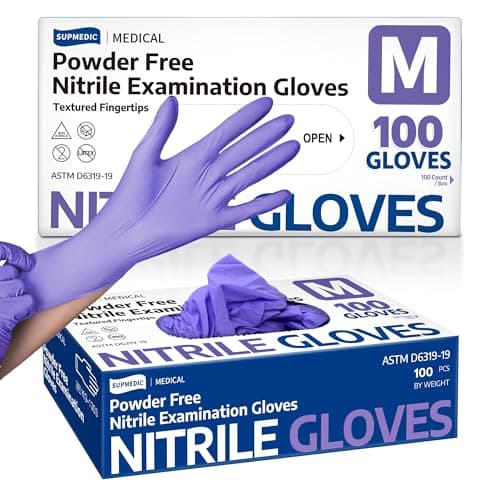 Supmedic Nitrile Exam Gloves, 3.5 Mil Powder-Free Food Safe Cleaning Chemo Rated Disposable Medical Glove, Violet Blue 100 Pcs (Medium) - Image 1