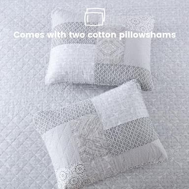 Secgo King Size Comforter Set- 100% Cotton Quilt King Size Set, Green, Sage bedspreads (96 * 108 Inch) with 2 Pillow Shams, Patchwork Reversible Lightweight Bedding - Image 5