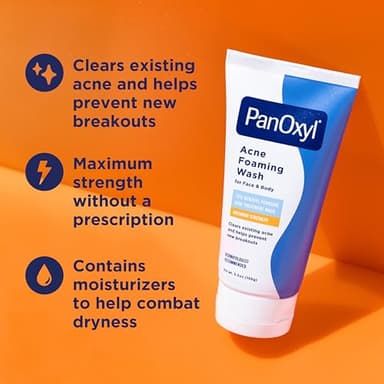 PanOxyl Acne Foaming Wash Benzoyl Peroxide 10% Maximum Strength Antimicrobial, 5.5 Oz - Image 2