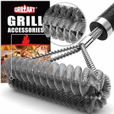 GRILLART Grill Brush [Wire + Helix] Combined BBQ Brush - Safe & Efficient Grill Cleaning Brush - 18" Grill Cleaner Brush Scrubber for Gas/Porcelain/Charbroil Grates – BBQ Accessories Gifts for Men/Dad - Image 1