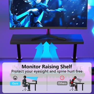 Mr IRONSTONE L Shaped Gaming Desk Corner Computer Desk, Home Office Desks Writing Workstation with Large Monitor Stand, Easy to Assemble (Black,51 Inch) - Image 6