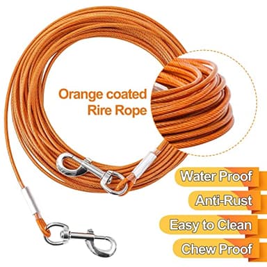 Mi Metty Dog Tie Out Cable,50ft Dog Lead-Heavy Duty Tie Out Cable for for Large Dogs Up to 125lbs-Dog Chain for Yard-Outside Dogs Runner Tether Line - Image 5