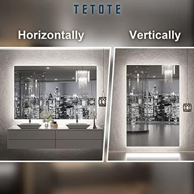 TETOTE 48 x 30 LED Backlit Bathroom Mirror with Light,3Color White/Warm/Natural,Anti-Fog Lighted Mirror,Dimmable,Vanity Mirror,Wall Mounted - Image 8