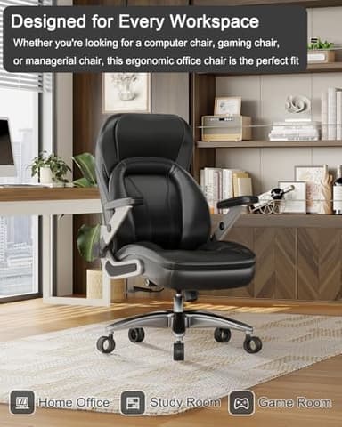 Big and Tall Office Chair, 600lbs Heavy Duty Desk Chair with 5D Arms and Adjustable Lumbar Support, PU Leather High Back Ergonomic Executive Home Office Computer Chair with 3'' Silent Casters - Image 9