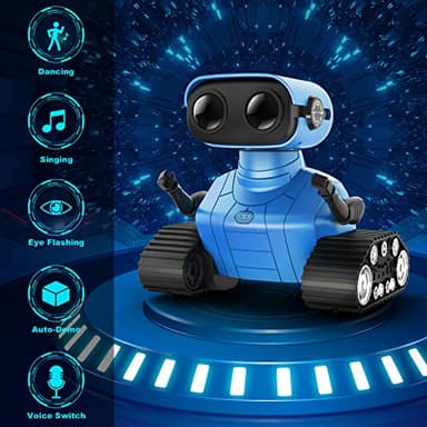 Hamourd Robot Toys for Boys Girls, Rechargeable Remote Control Emo Robots with Auto-Demonstration, Flexible Head & Arms, Dance Moves, Music, Shining LED Eyes for 5+ Years Old Kids - Image 2