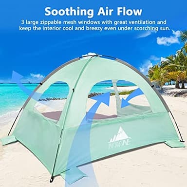 NXONE Beach Tent Sun Shelter with UPF 50+ UV Protection, Lightweight Easy Setup Portable Beach Canopy for Family, Windproof & Waterproof, Large Space for Beach, Camping & Outdoor, 3/4/6 Person - Image 5