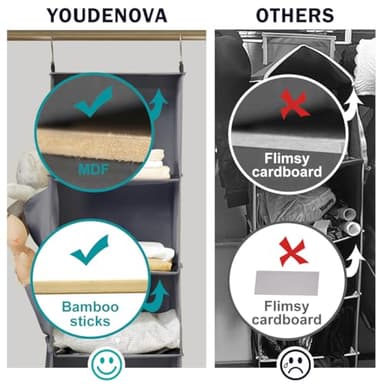 YOUDENOVA Hanging Closet Organizer, 6-Shelf Closet Hanging Storage Shelves, 2 Packs, Grey - Image 4