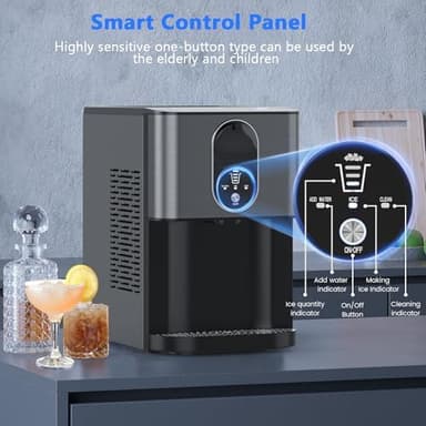Nugget Ice Makers Countertop, Pebble Ice Maker Machine with Dispenser 44lbs/24H, Soft Chewable Pellet Ice Machine, 3.3lbs Ice Storage, Self-Cleaning Ice Maker for Home/Kitchen/Party/Office, Black - Image 5