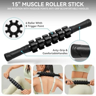 Krightlink 5 in1 Foam Roller Set for Deep Tissue Muscle Massage, High Density Fitness Exercise Foam Roller, Massage Roller, Massage Ball, Resistance Band, for Whole Body (Black) - Image 3
