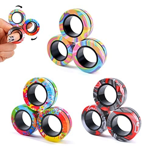 Cevioce 9Pcs Magnetic Rings Fidget Toy Set, ADHD Anxiety Magnetic Fidget Toys Adults Fidget Spinner Rings for Relief, Christmas Stocking Stuffers Gifts for 8+ Year Old Teen Boy Adults - Image 1