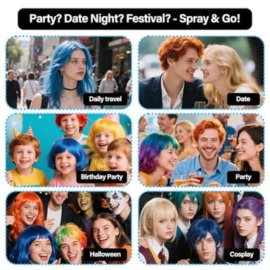 Temporary Hair Color Spray For Women Kids Men, Washable Temporary Hair Dye Spray One Day Hair Color Wax Non-Sticky For Cosplay Party DIY, Christmas Party, Halloween Crazy Hair Day (Black, 4.06 oz) - Image 6