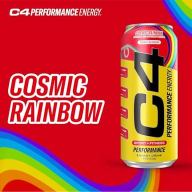 Cellucor C4 Performance Energy Drink | Cosmic Rainbow | Zero Sugar Carbonated Preworkout Energy | 200mg Caffeine with Beta Alanine | 16 Fl Oz (12 Pack), Packaging May Vary - Image 6