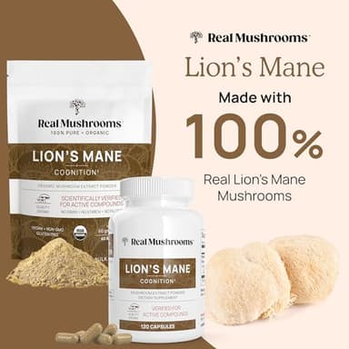 Lions Mane Mushroom Cognition (120 Capsules) Lions Mane Mushroom Powder Extract Capsules | Brain Supplement, Brain Vitamins, Focus Supplement - Image 6