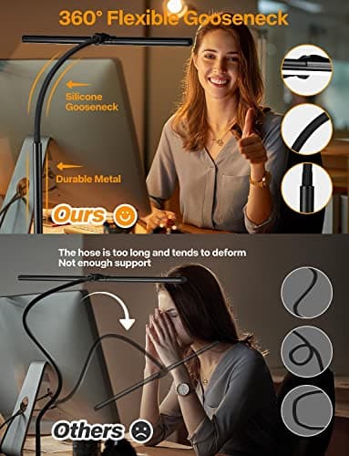 ACNCTOP Desk Lamp for Office Home - Eye-Caring Architect Task Lamp 25 Lighting Modes Adjustable LED Desk Lamp Flexible Gooseneck Clamp Light for Workbench Drafting Reading Study - Image 4