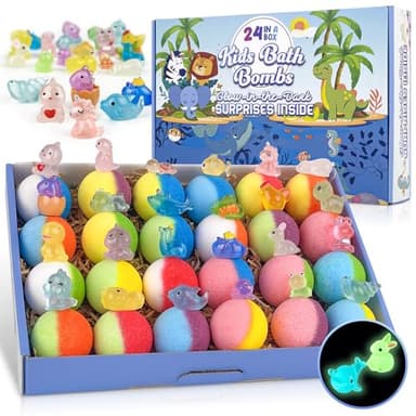 Bath Bombs for Kids, 24pcs Bath Bombs with Glow in The Dark Surprise Inside, Natural and Organic Colorful Bubble Bath Fizz for Kids, Perfect Birthday, Halloween, Or Christmas Gift for Boys and Girls! - Image 1