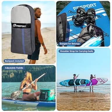FBSPORT 11' Premium Stand Up Paddle Board, Yoga Board with Durable SUP Accessories & Carry Bag | Wide Stance, Surf Control, Non-Slip Deck, Leash, Paddle and Pump for Youth & Adult - Image 6
