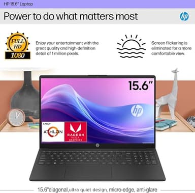 HP 15.6" FHD Laptop Computer Student and Business • The New Version for Everyday Use • AMD Dual-Core Silver CPU • 8GB RAM • 256GB PCIe • Type-C • RJ-45 • 1Yr Office 365 • Windows 11 Pro - Image 2